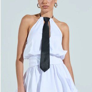 OUT OF OFFICE MINI BUBBLE DRESS WITH TIE - XS